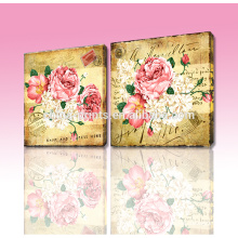 Wholesale High Quality Print Stretched Art Canvas/Customizable Home Decorative Antique Flower Wall Painting 2pcs/set